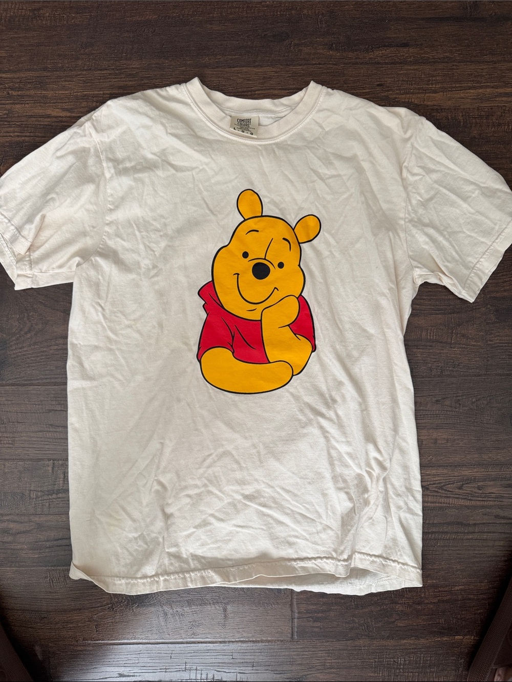 Comfort Colors cream Tee with Yellow & Red Cartoon Graphic